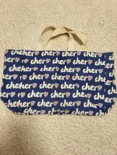 cher トートバッグ ブルー ロゴ エコバック サブバック マチありのサムネイル