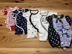 50-60新生児 半袖ロンパース ツーウェイ・ドレスオール 6点セットまとめ売り