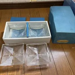 〓昭和レトロ〓新品未使用 SOGAGLASSガラス製四角形ボウル4個セット