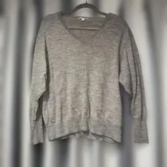 UNIQLO グレー Vネック 長袖セーター XL