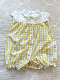 familiar チェック柄ロンパース 80