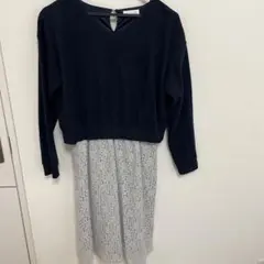 indexインデックス　ニット花柄レースドッキングワンピース