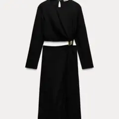 ZARA ロング　ミディ丈　ドレス　ワンピース　カットアウト　XS ブラック