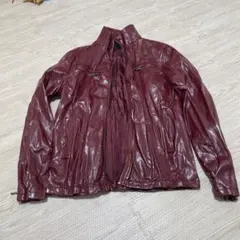 NYLAUS バーガンディ レザーライダースジャケット