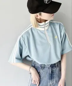 《Javaジャバコラボ》ハーフジップ半袖胸刺繍トラックプルオーバー