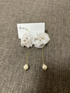 花モチーフ パール イヤリング　結婚式