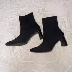 GU ジーユー　ポインテッド　ニットブーツ　ショートブーツ　黒　ブラック　XL