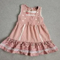 souris ピンク 花柄 ノースリーブワンピース 100cm