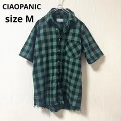 CIAOPANIC（チャオパニック） ダメージ加工 半袖チェックシャツ Mサイズのサムネイル