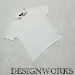 DESIGNWORKS【M】白ポロシャツ コットン 100% 上質カジュアルのサムネイル