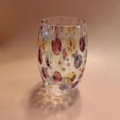 インテリア　グラス　フラワーベース　ドット　模様　ガラス　コップ　ガラス細工