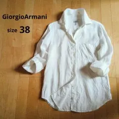 GiorgioArmani　リネン100%長袖シャツ　38　イタリア製　ホワイト
