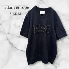 アダムエロペ　Tシャツ　トップス　半袖　クルーネック　カジュアル　ブラック　M