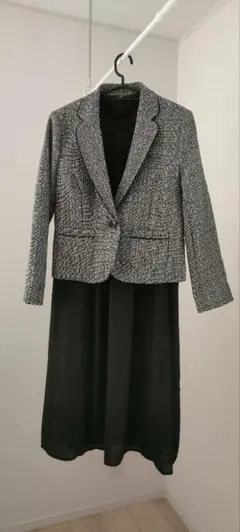 グレー ジャケット＆ロングドレスセットアップ　フォーマル