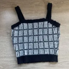 ストライプニットキャミソール ブラック・ホワイト