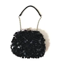 黒のスパンコール パーティバッグ　ビーズバッグ 和装にも洋装にも