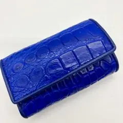 【本物】クロコダイル　キーケース青　ミニ財布にもなります。他色有り