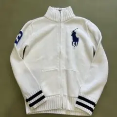 POLOポロ ジップアップブルゾン　140 コットンニット　白