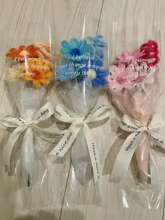 ミニブーケ　デイジー(オレンジ・ブルー・ピンク)3束セット モールフラワー