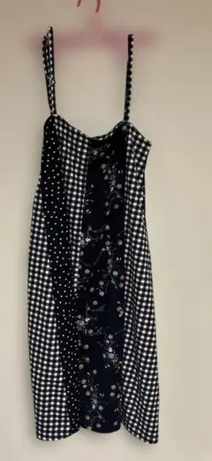 チェック＆ドット柄＆花柄キャミワンピース Mサイズ