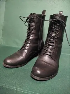 YOSUKE U.S.A. 本革 レディース レースアップブーツ ファスナー付