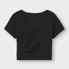 【新品タグ付き】GU カシュクールT ブラック/Lサイズ