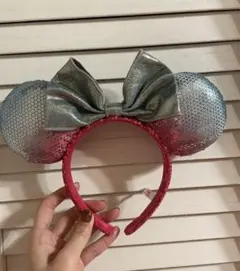 ディズニー ミッキー耳カチューシャ ピンクシルバー