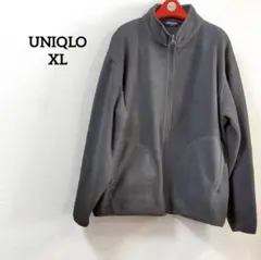 ユニクロ　フリースジャケット　フルジップ　スタンドカラー　ポケット　グレー　XL