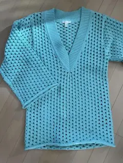 Vニットチュニック　メッシュニット