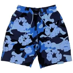 デニムティアーズ フラワープリント カモデザイン ハーフパンツ ブルー L