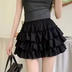 WEGO ブラック ティアード ミニスカート フリルのサムネイル