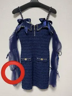 【訳あり】an　ツイードドレス　ネイビー