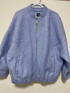 ZARA 薄い青 フリースジャケット　MーLサイズ