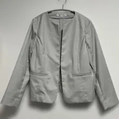 NATURALBEAUTYBASIC ノーカラージャケット グレー　M 洗える