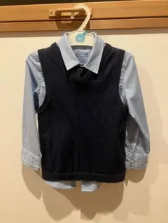 ネイビー ベストとフォーマルシャツセット 100