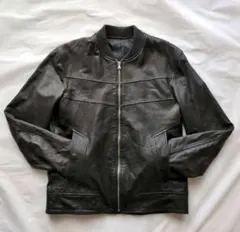 ラムレザー MA-1 フライトジャケット ボンバージャケット 短丈 黒