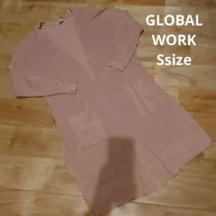 レディース/GLOBALWORK　リブ編みピンク長袖カーディガン　Sサイズ