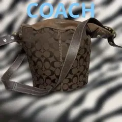 COACH ロゴパターン ショルダーバッグ ブラウン