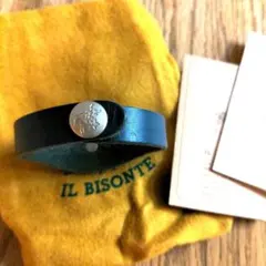 イルビゾンテ☆ネイビー レザースナップボタンブレスレット