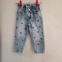 ディズニー　ミニー　デニムリボン刺繍長ズボン 100cm