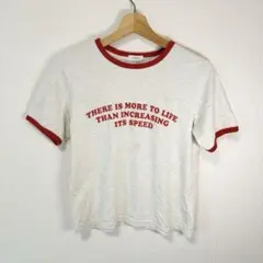 【LOWRYS FARM】半袖 リンガーロゴ Tシャツ 赤 綿100% Free
