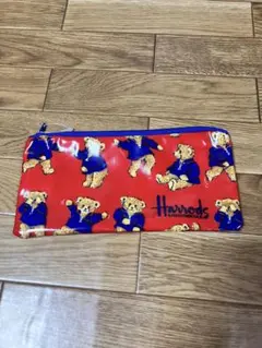 【新品未使用】Harrods ハロッズ テディベア ペンケース 筆箱 ポーチ 赤