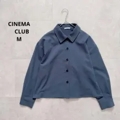 シネマクラブ　シャツジャケット　長袖　くすみブルー　ショート丈アウター　【M】のサムネイル