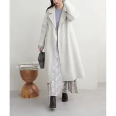 natural couture パール釦ロングチェスターコート アイボリー