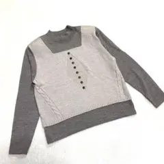 BRIAN TUCKER 長袖デザインニット イタリア製糸使用 ベージュ系