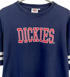 Dickies ロゴT 袖ライン 半袖Tシャツ ネイビー L 紺