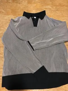 ZARA ストライプ長袖ポロシャツ Lのサムネイル