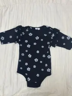 花柄フリル袖ロンパース 黒 95cm以下　pair manon