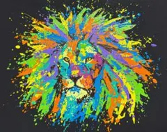 絵画　アクリル絵　アクリル絵の具　画材 キャンバス　動物　ライオン　原画 絵画 アクリル絵 アクリル絵の具 画材 キャンバス 動物 ライオン 原画