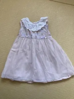 お値下げ　プティマイン　花柄　チュールワンピース　90